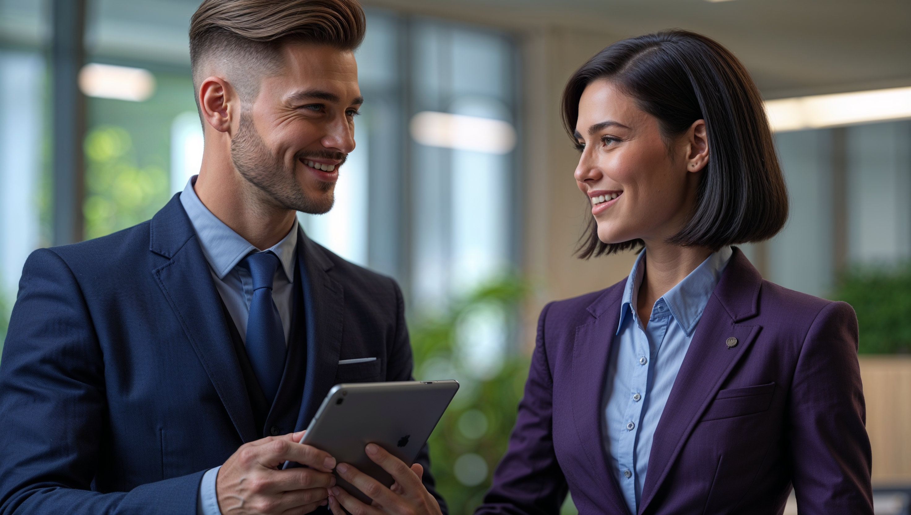 Two professionals reviewing a case study readout