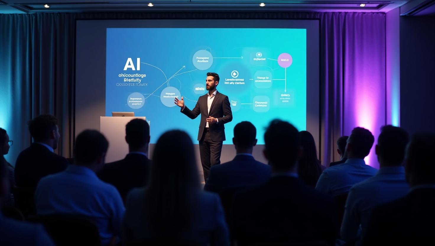 A keynote-format training hall, illustrative of the AI Training cohort